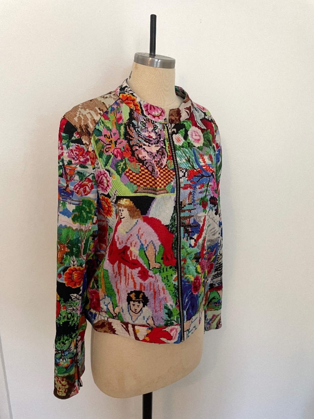 Libertine Tapestry Art Colorful Print Moto Jacket Women's Large, Maximalism